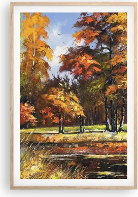 Produktbild von Gerahmtes Poster - Rahmen in heller Eiche - Park Herbst Wasser - 61x91,5 cm - Wand Bild - Wanddeko - Wandbilder - Wandposter - Bilderrahmen - Bilder - Kunstdruck - Wandbild - P2NPA61x91-3536