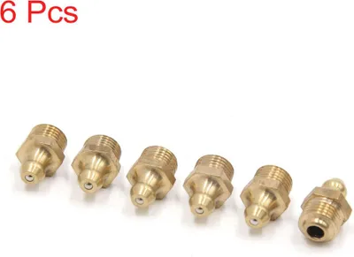 Image de 6 pcs Graisseur Droit M10 x 1mm Filetage Laiton Graissage Raccord pour Voiture