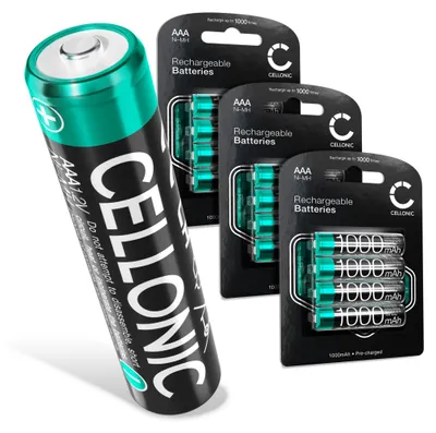 Produktbild von Cellonic AAA Akku-Batterien - 1000mAh - vorgeladen, lange Lebensdauer - 12x Micro / HR03 / AAA Akkus