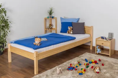 Produktbild von Kinderbett 90 x 200 cm | Massivholz: Kiefer | Natur Lackiert