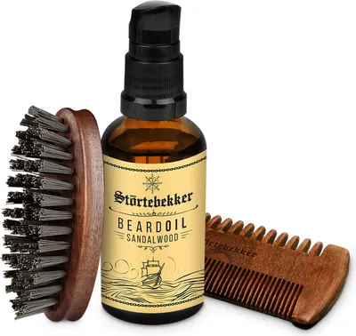 Produktbild von Störtebekker Bartpflege Set - Für die tägliche Bartpflege - Mit Bartöl (Sandelholz), Bartbürste und Bartkamm - Beard Care Set Men