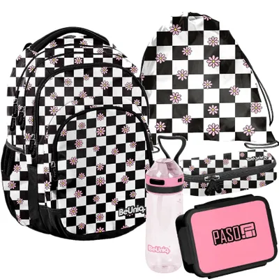 Produktbild von Schulrucksack BeUniq GITTER - 5-Teiliges Set