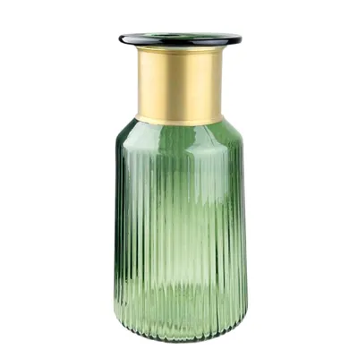 Produktbild von Vase Barfly Ø 15 x H 30 cm Grün Gold Messing