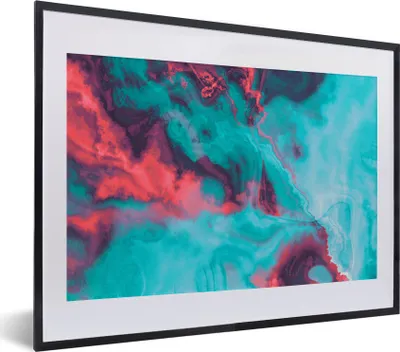 Produktbild von MuchoWow® MuchoWow® Gerahmtes Poster Abstrakt - Neon - Rosa - Blau 40x30 cm - Poster mit zchwarzem Bilderrahmen - Bilderrahmen - Poster im Rahmen