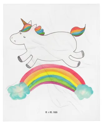 Produktbild von Mr. & Mrs. Panda Plaid Einhorn Regenbogen - Weiß - Geschenk, Erstlingsdecke, Kinderwagendecke, Schmusedecke, Schlummerdecke, Erwachsenwerden, Unicorn, Babydecke, Glitzer