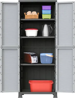 Produktbild von Kunststoffschrank 68x39x171,5 cm, Lagerschrank, Kunstoffschränke, Putzmittelschrank, Beistellschrank, Geräteschrank, Mehrzweckschrank 337901