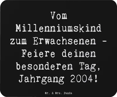 Produktbild von Mr. & Mrs. Panda Mauspad Spruch 2004 Geburtstag - Schwarz - Geschenk, Geburtstagskind, Mousepad, Geburtsjahr, laptop, mousematte, Millenniumskind, Happy Birthday, Alter
