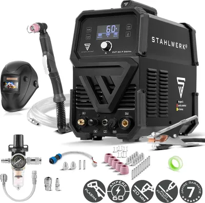 Produktbild von STAHLWERK Plasmaschneider CUT 60 P Digital – Vollausstattung – Plasmaschneidgerät mit 60 A, Schneidleistung bis 20 mm, Inverter, HF-Pilotzündung