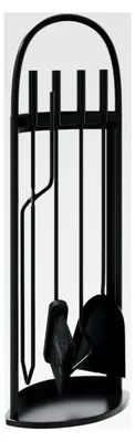 Produktbild von Kaminwerkzeugset 5-teilig, Kaminbesteck mit Gestell, Schürhaken, Zange, Besen, Schaufel, Kaminzubehör, Stahl