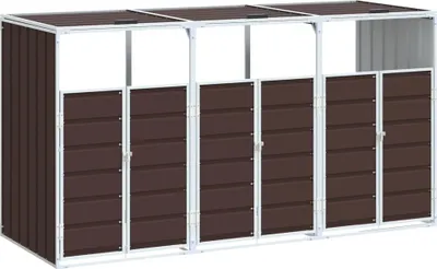 Immagine prodotto di Copribidone con Ruote per 3 Bidoni Marrone 216x81x115cm Acciaio