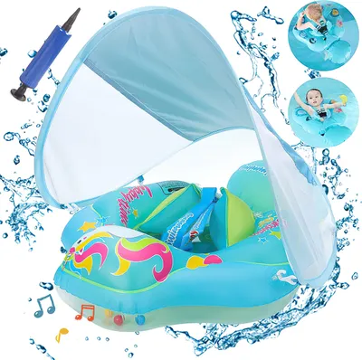Produktbild von Kinder-Schwimmring, L-Sonnenschutzdach auslaufsicherer Baby-Schwimmring, Blau