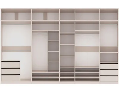 Produktbild von Marmex TRES R/N SET Kleiderschrank ohne Türen mit Aufsätzen 380x206x51cm, Graubeige Cashmere