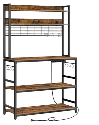 Obrázek produktu pro Polička do kuchyně s mřížkovou deskou – hnědá/černá – ocel – 40 x 100 x 170 cm