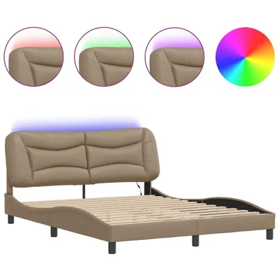 Obrázek produktu pro Rám postele s LED bez matrace Hvar cappuccino 160 x 200 cm