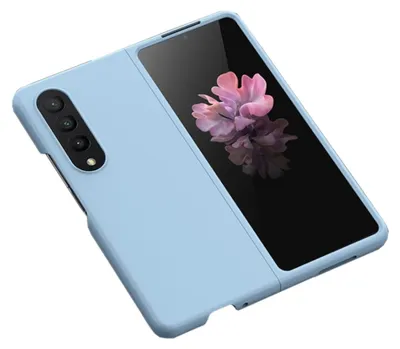 Imagen del producto de Funda de silicona para Samsung Galaxy Z Fold4, tipo piel TPU, color azul claro, con protección