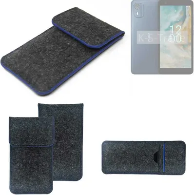 Produktbild von K-S-Trade Handy-Hülle Schutz-Hülle kompatibel mit Nokia CO2 Filztasche Pouch Tasche Case Sleeve Filzhülle dunkelgrau, blauer Rand