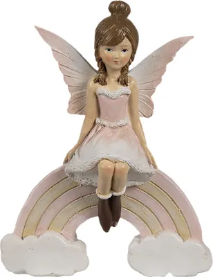 Image de Clayre & Eef Figurine décorative Elfe 9x3x11 cm Polyrésine rose