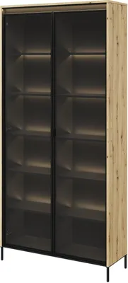 Produktbild von Vitrine TREND TR-07 Vitrinenschrank mit LED-Beleuchtung Standvitrine 92 x 196 cm Regalschrank 2 Türen Schrank Modern (Artisan Eiche)
