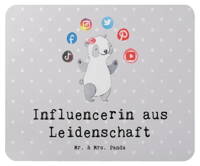 Produktbild von Mr. & Mrs. Panda Mousepad Influencerin Leidenschaft - Grau Pastell - Geschenk, Mouse Pad, mousematte, mauspad pc, laptop