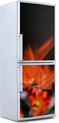 Produktbild von Kühlschrankdekoration  60x180 cm  Aufkleber auf dem Kühlschrank - Grill Feuer Glut