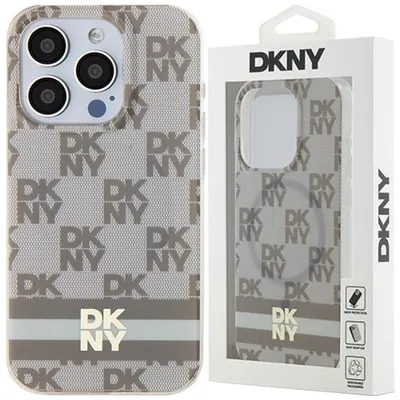 Produktbild von DKNY DKHMP15LHCPTSE iPhone 15 Pro 6.1 beige/beige Hartschalen-Schutzhülle, IML-Karomuster & bedruckte Streifen, MagSafe