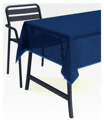 Produktbild von Runde Tischdecke 160 cm blau für Garten, Balkon und Terrasse, abwaschbar und wetterfest
