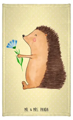 Produktbild von Mr. & Mrs. Panda Gästehandtuch Igel Blumen - Gelb Pastell - Geschenk, Handtuch Klein, Mini-Handtuch, Lustige Sprüche, Krankenhaus, buntes, Genesungswünsche, 30x50, krank