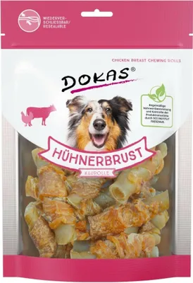 Produktbild von Dokas Dog Hühnerbrust Kaurolle 250 g