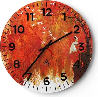 Produktbild von Wanduhr - Rund - Glasuhr - Frau Abstraktion - 40x40cm - Schleichendes Uhrwerk - Lautlos - zum Aufhängen bereit - Dekoration Modern - Wanddekoration aus Glas - C4AR40x40-3836