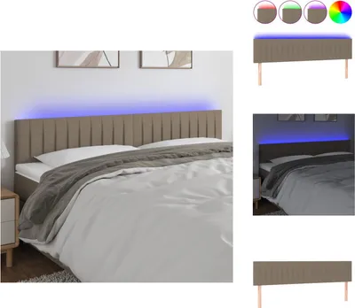 Produktbild von vidaXL LED Kopfteil Taupe 180x5x78/88 cm Stoff -  Kopf- & Fußenden
