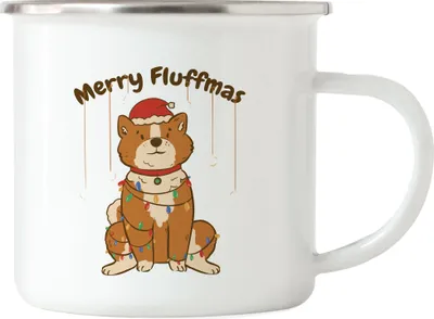 Produktbild von Merry Fluffmas Emaille Tasse Lustiger Hund Hundefreunde Hundeliebhaber Hundebesitzer Weihnachten Geschenkidee