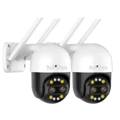 Zdjęcie produktu dla Zestaw dwóch kamer RobiCam Dual Lens, do montażu zewnętrznego, z podwójną soczewką i zoomem optycznym, rozdzielczość 2K, Ultra HD, 4MP, zoom 8x.