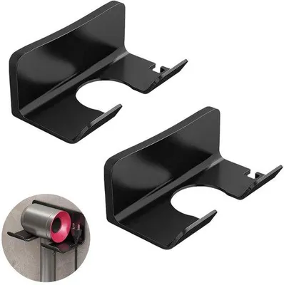 Productafbeelding van Ibenzoa® Haardrogerhouder, wandmontage, set van 2, kunststof, boorvrije montage, ruimtebesparend, 15,8 x 6,7 x 8,8 cm, geschikt voor maximaal 2 kg, voor haardroger en stylingapparatuur