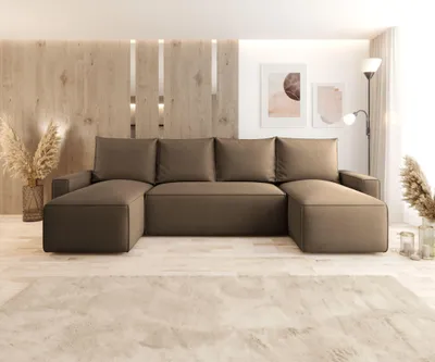 Produktbild von CORNERO Ecksofa mit Schlaffunktion HAVANA in U-Form Sofa mit Schlaffunktion und Bettkasten EckcouchWohnlandschaft in U-Form Braun