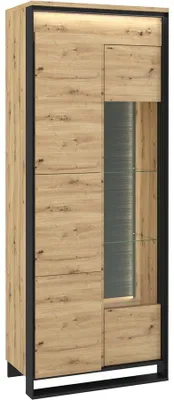 Productafbeelding van Vitrine QUANT QA03, uitvoering: ambachtelijk eikenhout + zwart