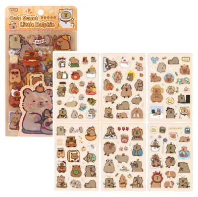 Image de Ensemble d'autocollants Capybara pour personnaliser la décoration 110 pièces.