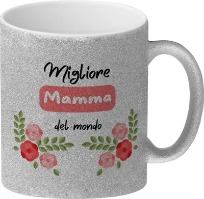 Produktbild von Migliore Mamma del mondo Glitzer-Kaffeebecher