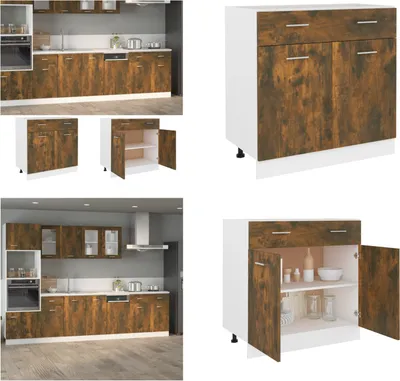 Produktbild von vidaXL Unterschrank mit Schublade Räuchereiche 80x46x81,5 cm - Küchenschrank - Küchenschränke - Küchenmöbel - Lagerschrank