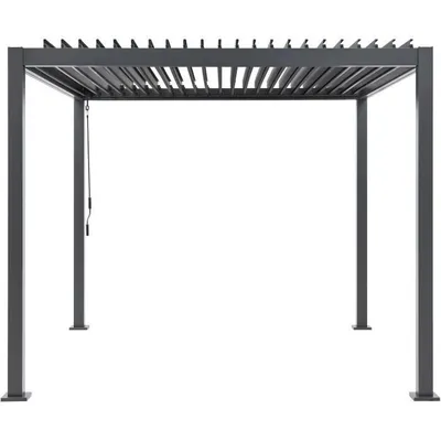 Image de Pergola bioclimatique  - Structure en aluminium et en acier - 290 x 290 x H 240 cm - Gris