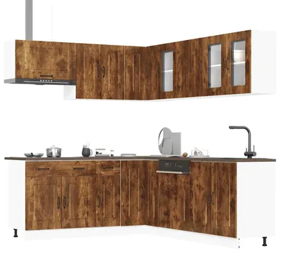 Produktbild von vidaXL 11-tlg. Küchenschrank-Set Kalmar Räuchereiche Holzwerkstoff