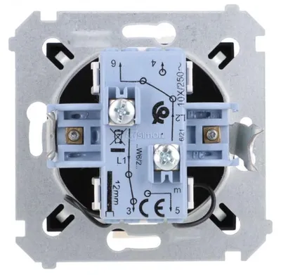 Image de Interrupteur double à deux étages avec éclairage (module), 10A, 250V, bornes à vis, finition noir mat, modèle DW6/2L.01/49