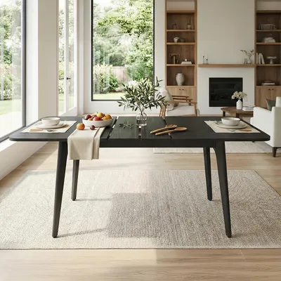 Produktbild von VASAGLE Essgruppe, 1 Küchentisch mit 4 Stühlen, Esszimmer-Set, Schwarz