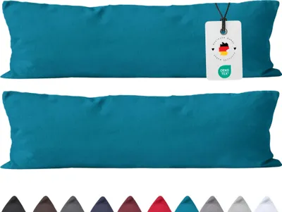 Produktbild von Seitenschläferkissen Bezug 40x145 cm aus 100% Baumwolle, Kissenbezug Petrol Uni