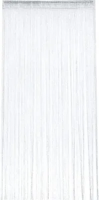 Produktbild von Unyqoos® Fliegengardine – dekorativer Türvorhang gegen Fliegen, glitzernder Polyester-Vorhang mit Silberfäden, 100 x 200 cm, Weiß