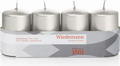 Produktbild von INNA-Glas Adventskerzen JENARO, 4 Stück, silber, 8 cm, Ø5 cm, 18h -  Germany - Weihnachtskerzen
