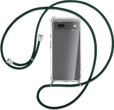 Produktbild von Handykette Backcover-Schutzhülle mit Band (Metall silberfarben) für Google Pixel 6a - dunkelgrün