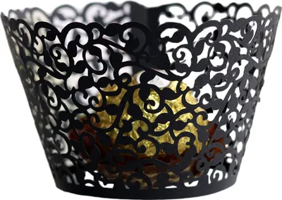 Image de 50pcs Laser Cut Lace Design Cupcake Wrappers, Papier coloré Muffin Cake Wrapper Pour Mariage Fête Anniversaire Baby Showers Décoration