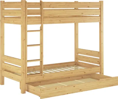 Produktbild von Etagenbett extra stabil Kiefer 100x200 Nische 80 Hochbett teilbar Zubehör wählbar V-60.16-10T80Rollrost und Bettkasten inkl.