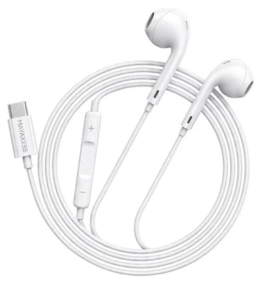 Produktbild von Mayaxess, USB-C Kabelkopfhörer mit Mikrofon für iPhone 16 Pro Max, Weiß