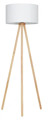 Image de Lampadaire élégant avec abat-jour en tissu blanc pour le salon